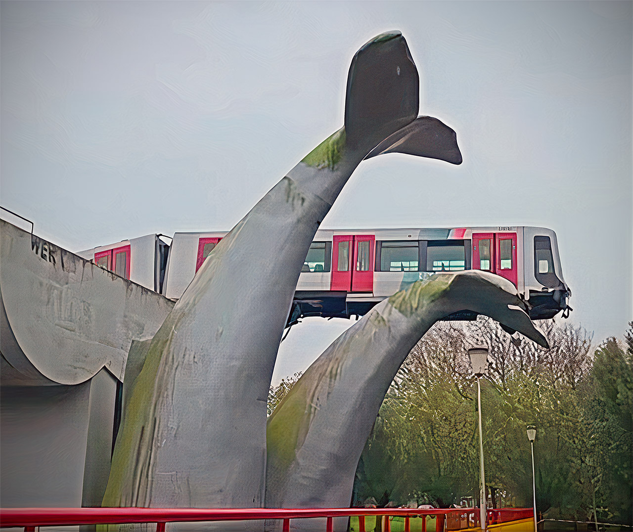 Whale Tail Sculpture Metro Train Accident