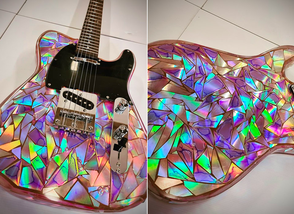 Guitar Made from DVDs