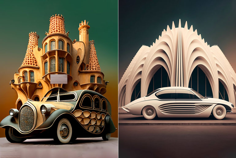 Midjourney AI Classic Cars Designed by Famous Architects