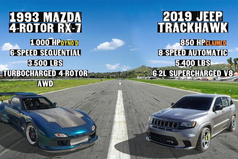 Rob Dahm Mazda RX-7 vs Jeep Trackhawk