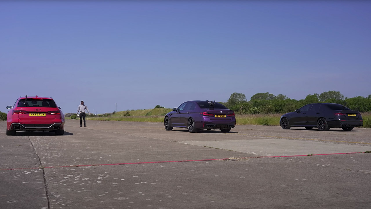 Audi RS 6 Performance vs BMW M5 Competition vs AMG E63 S Drag Racing