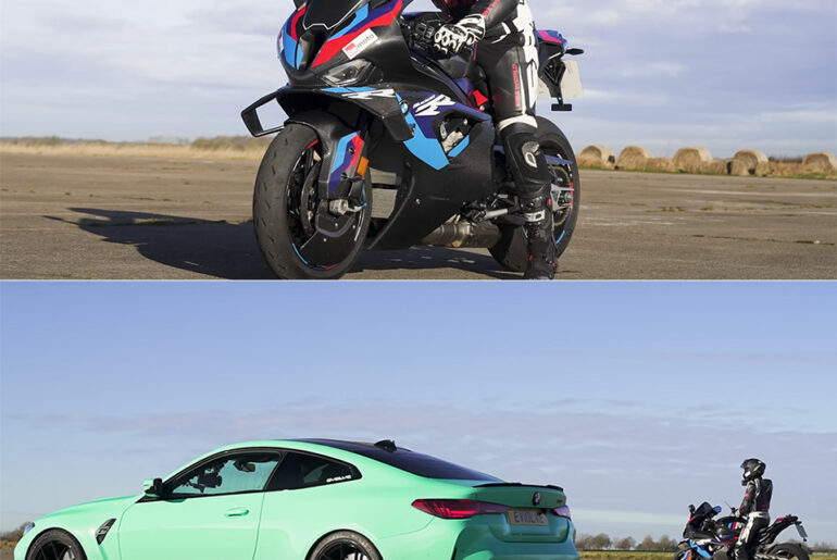 1000HP BMW M4 vs M1000RR Motorcycle Drag Racing