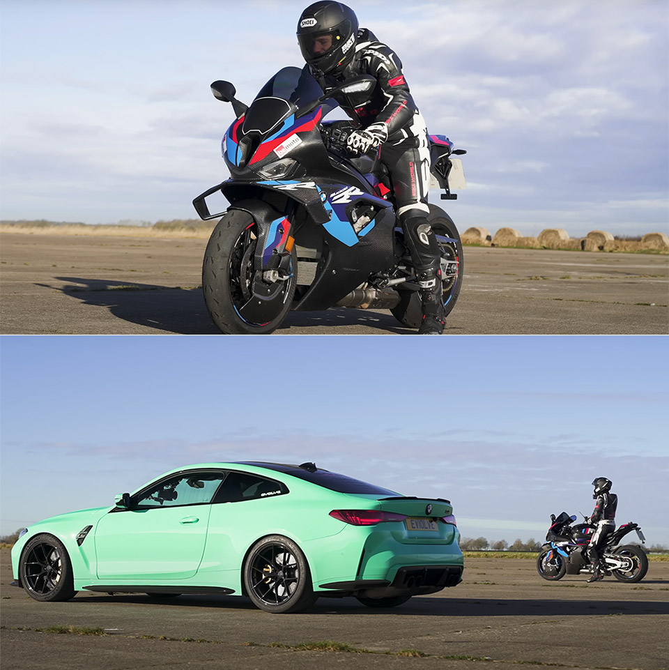 1000HP BMW M4 vs M1000RR Motorcycle Drag Racing
