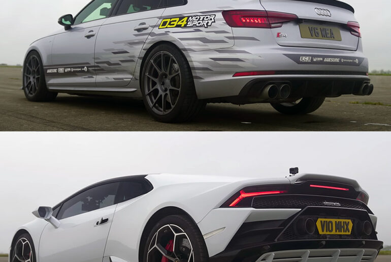 Lamborghini Huracan Evo vs Tuned Audi S4 Drag Racing