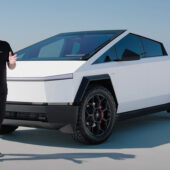Satin White Tesla Cybertruck Black Interior