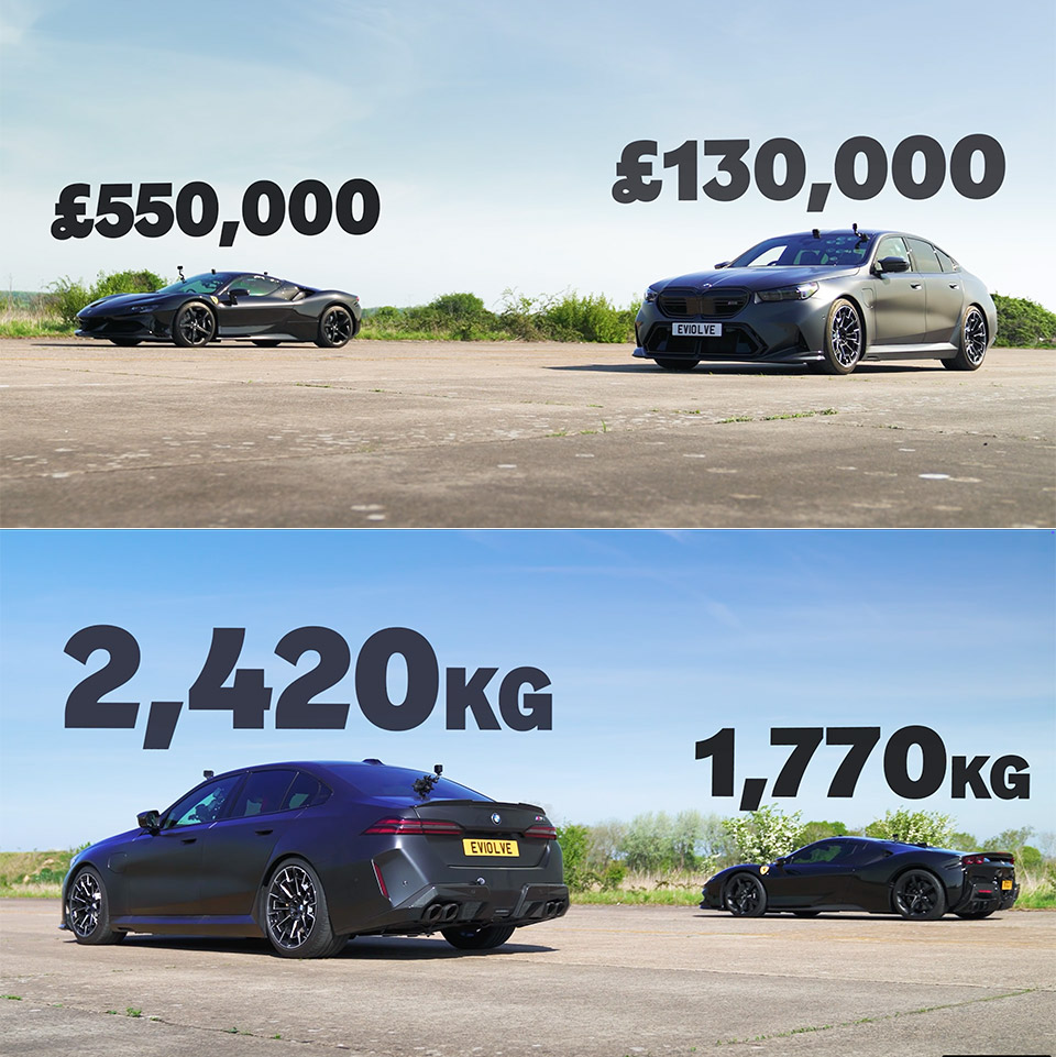 Tuned BMW M5 vs Ferrari SF90 Spider Drag Racing