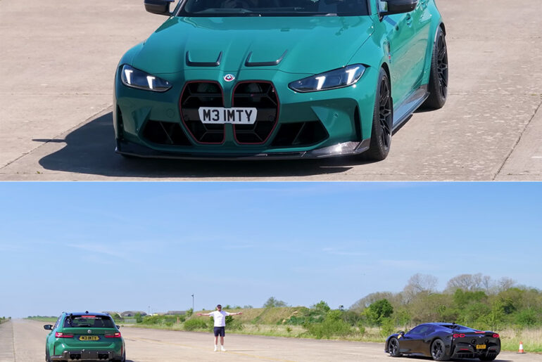 1,000hp BMW M3 vs Ferrari SF90 Drag Racing
