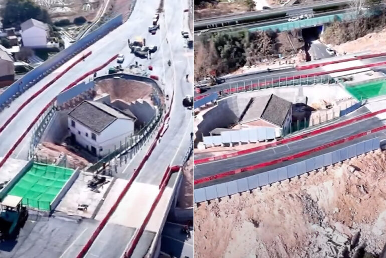 Home in Middle of Highway China